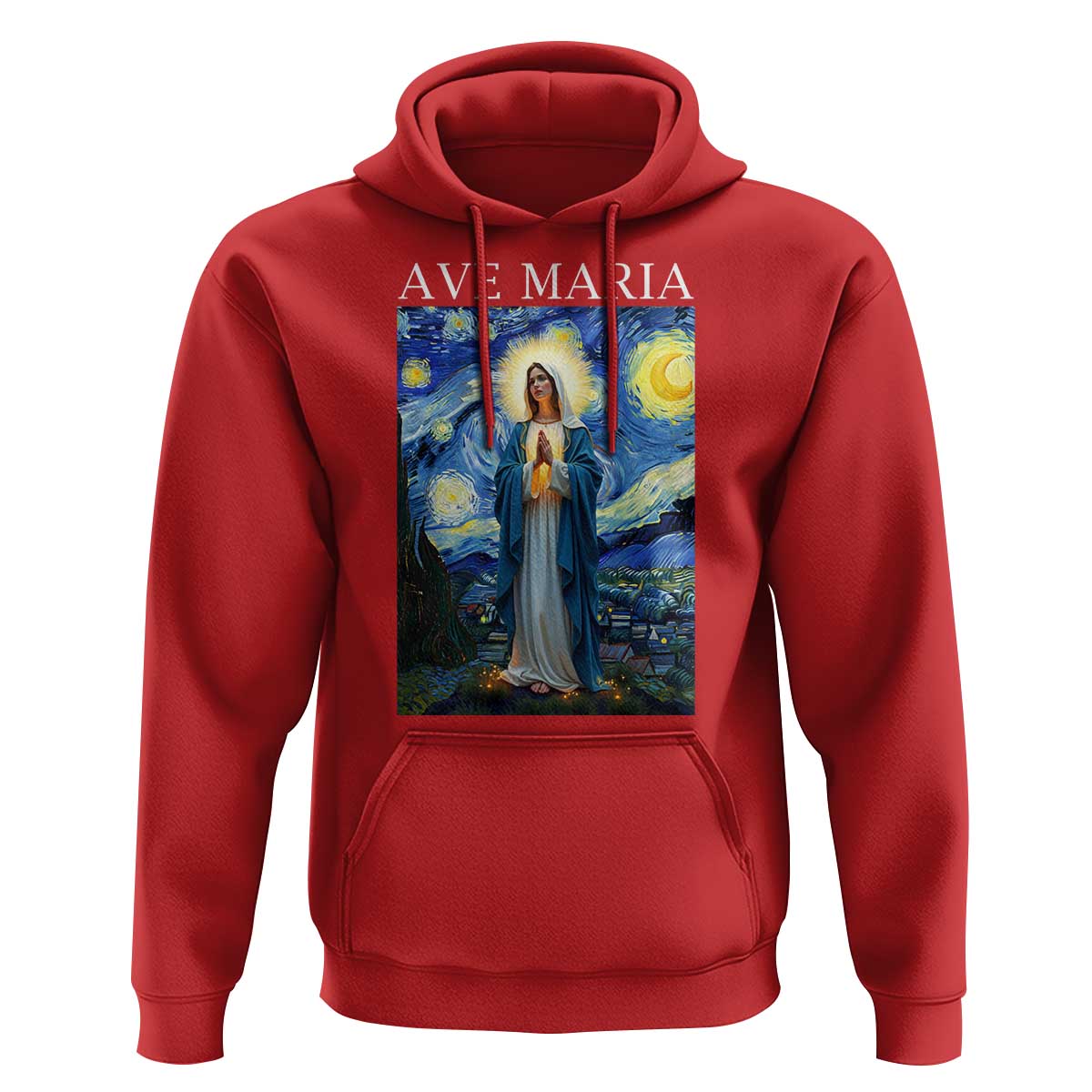Virgin Mary Starry Night Hoodie Mother of Christ Catholic - Wonder Print Shop