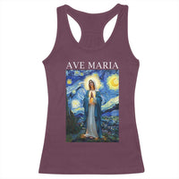 Virgin Mary Starry Night Racerback Tank Top Mother of Christ Catholic - Wonder Print Shop