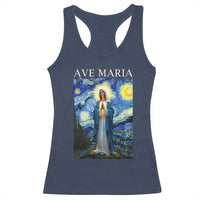 Virgin Mary Starry Night Racerback Tank Top Mother of Christ Catholic - Wonder Print Shop