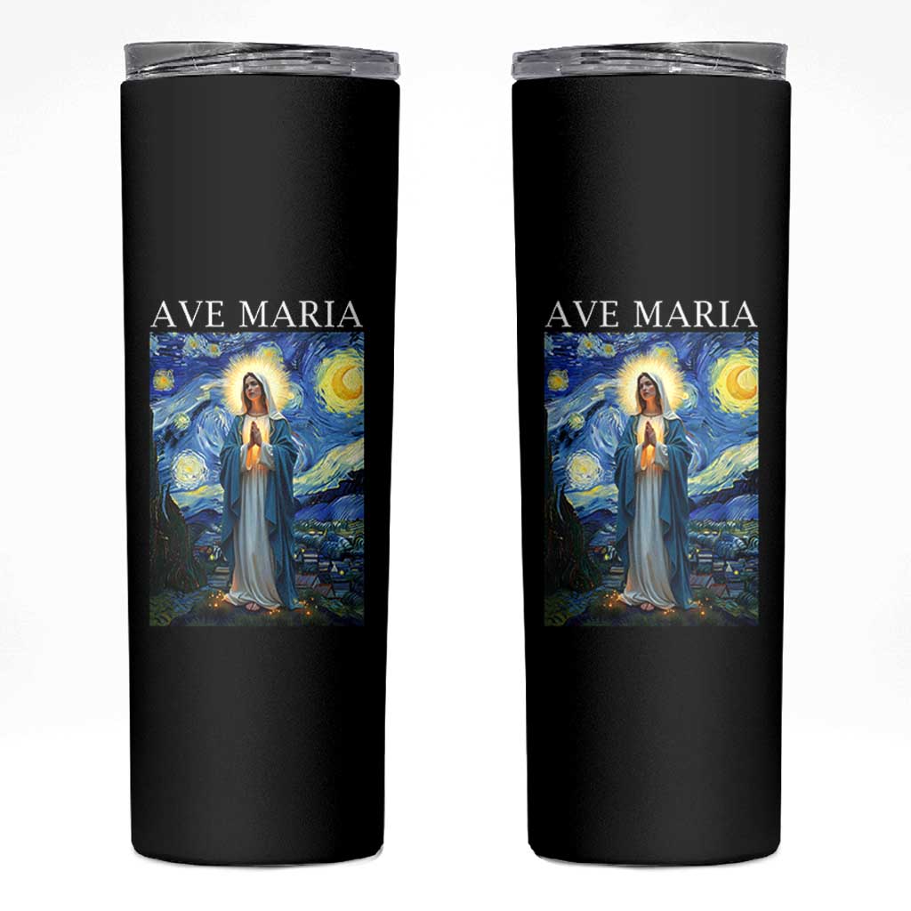 Virgin Mary Starry Night Skinny Tumbler Mother of Christ Catholic - Wonder Print Shop