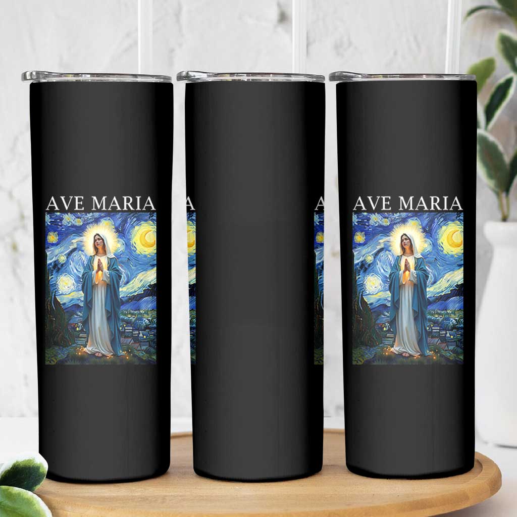 Virgin Mary Starry Night Skinny Tumbler Mother of Christ Catholic - Wonder Print Shop