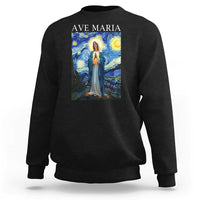 Virgin Mary Starry Night Sweatshirt Mother of Christ Catholic - Wonder Print Shop