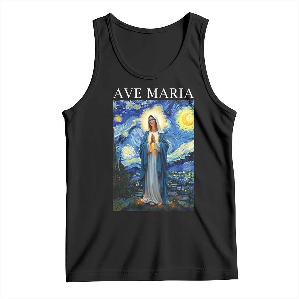 Virgin Mary Starry Night Tank Top Mother of Christ Catholic - Wonder Print Shop