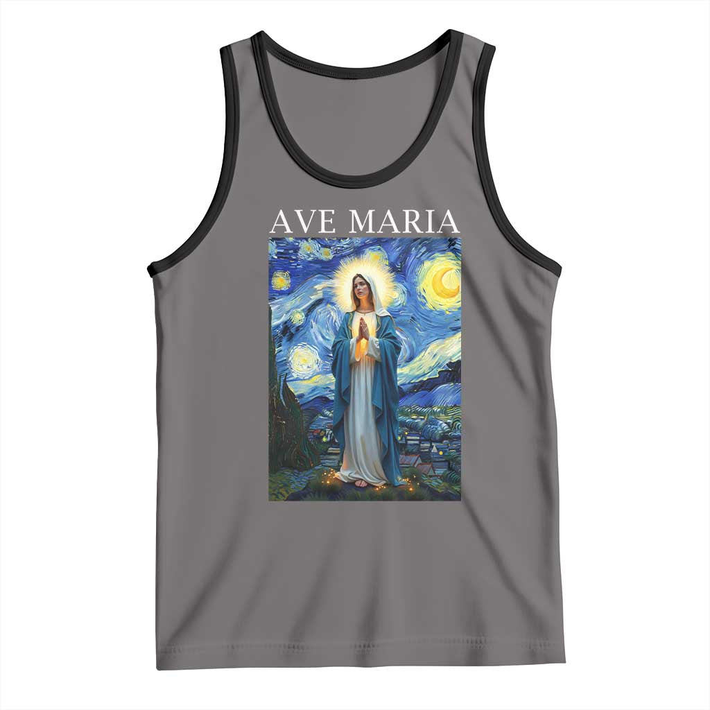 Virgin Mary Starry Night Tank Top Mother of Christ Catholic - Wonder Print Shop
