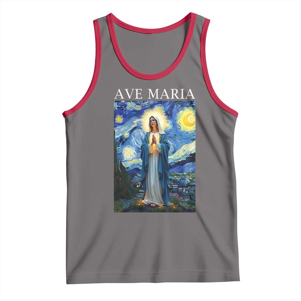 Virgin Mary Starry Night Tank Top Mother of Christ Catholic - Wonder Print Shop