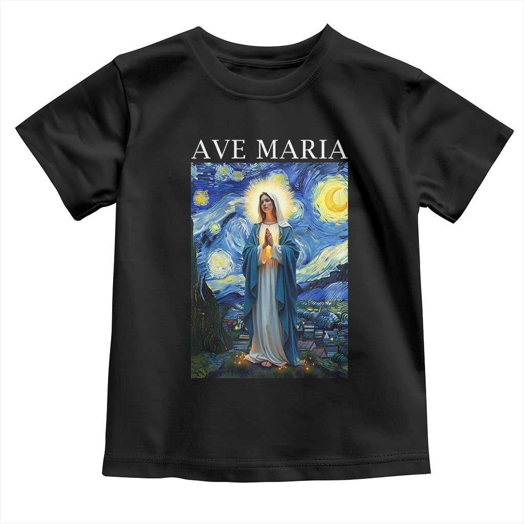 Virgin Mary Starry Night Toddler T Shirt Mother of Christ Catholic - Wonder Print Shop
