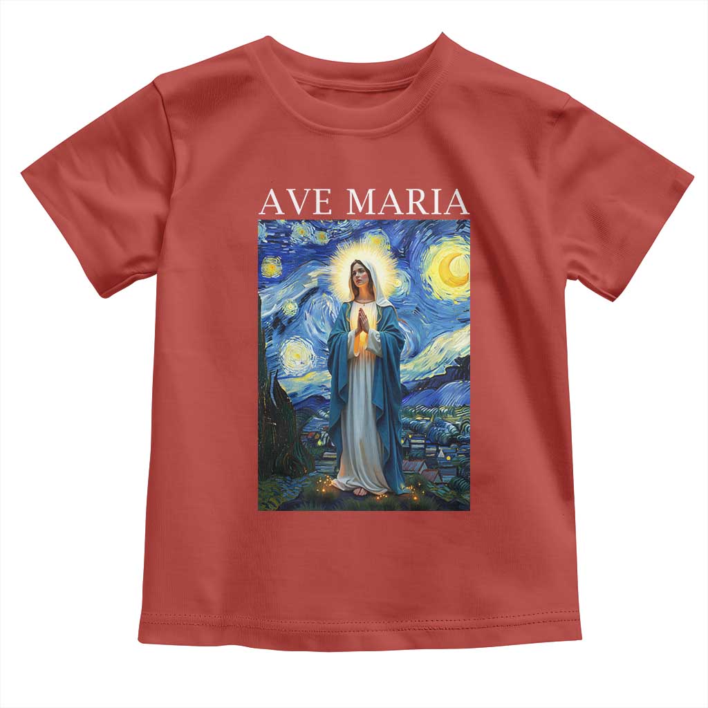 Virgin Mary Starry Night Toddler T Shirt Mother of Christ Catholic - Wonder Print Shop