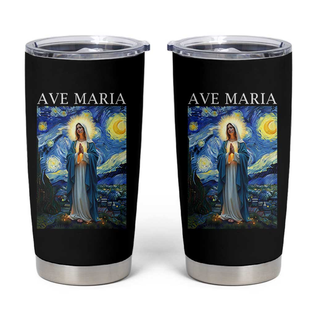 Virgin Mary Starry Night Tumbler Cup Mother of Christ Catholic - Wonder Print Shop