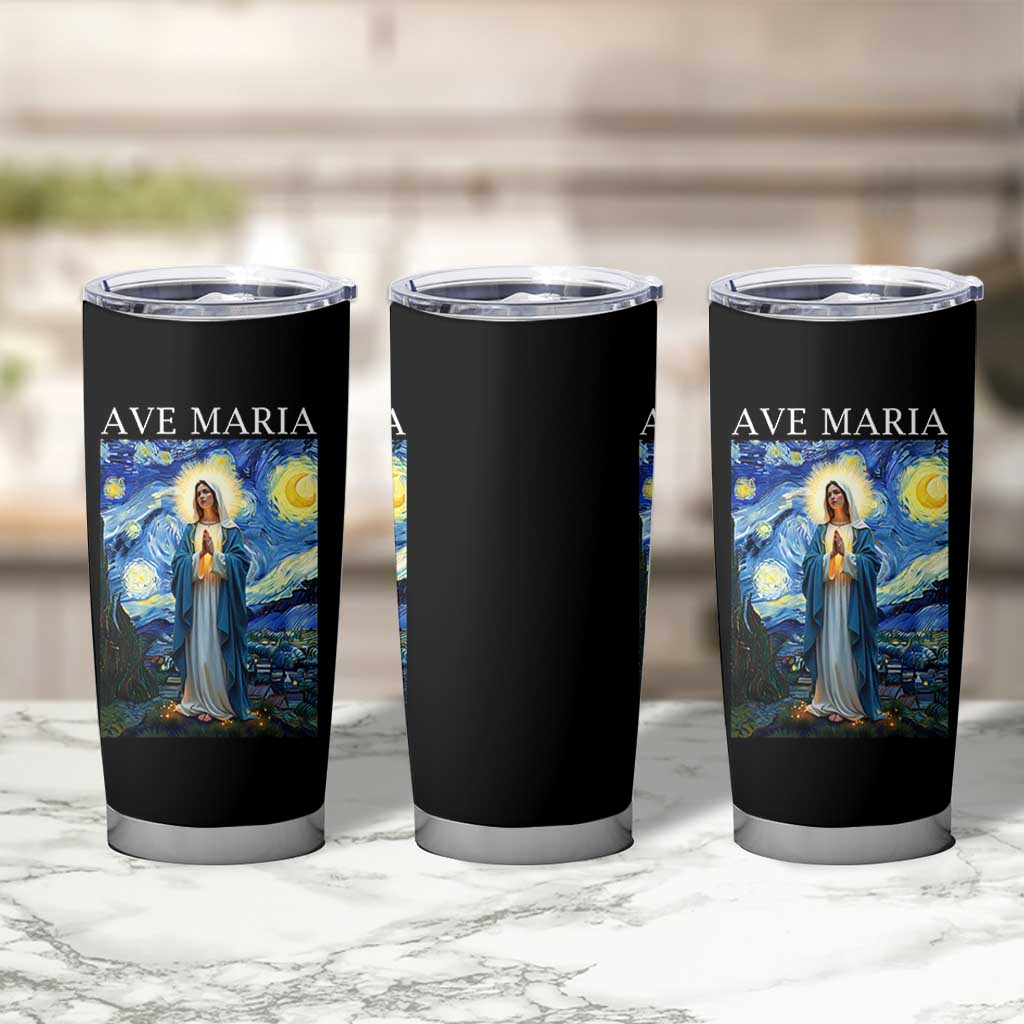 Virgin Mary Starry Night Tumbler Cup Mother of Christ Catholic - Wonder Print Shop