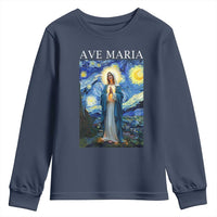 Virgin Mary Starry Night Youth Sweatshirt Mother of Christ Catholic - Wonder Print Shop