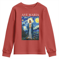 Virgin Mary Starry Night Youth Sweatshirt Mother of Christ Catholic - Wonder Print Shop
