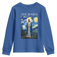 Virgin Mary Starry Night Youth Sweatshirt Mother of Christ Catholic - Wonder Print Shop