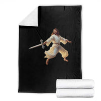 Funny Fencing Jesus Throw Blanket Combat Sport Christan Lover - Wonder Print Shop
