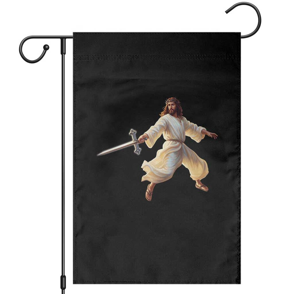 Funny Fencing Jesus Garden Flag Combat Sport Christan Lover - Wonder Print Shop