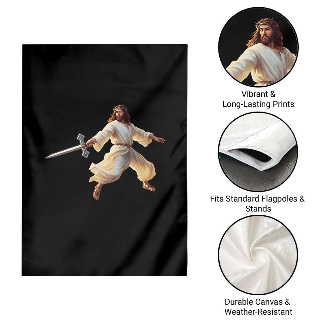 Funny Fencing Jesus Garden Flag Combat Sport Christan Lover - Wonder Print Shop