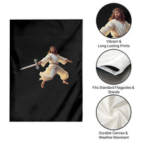 Funny Fencing Jesus Garden Flag Combat Sport Christan Lover - Wonder Print Shop