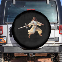 Funny Fencing Jesus Spare Tire Cover Combat Sport Christan Lover - Wonder Print Shop