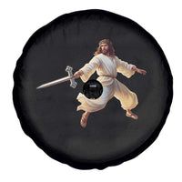 Funny Fencing Jesus Spare Tire Cover Combat Sport Christan Lover - Wonder Print Shop