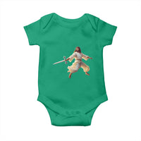 Funny Fencing Jesus Baby Onesie Combat Sport Christan Lover - Wonder Print Shop