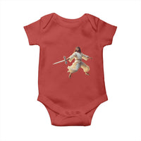 Funny Fencing Jesus Baby Onesie Combat Sport Christan Lover - Wonder Print Shop