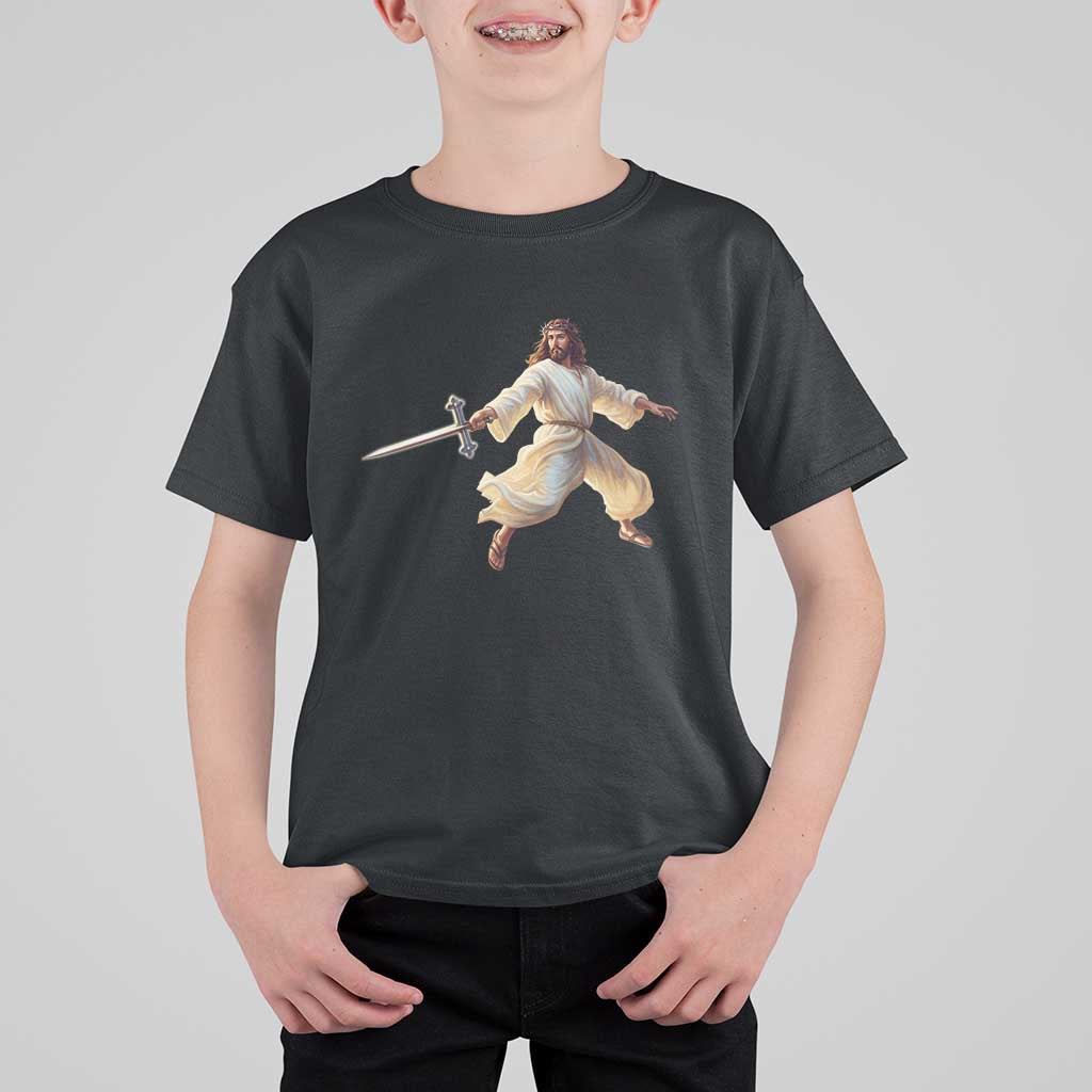 Funny Fencing Jesus T Shirt For Kid Combat Sport Christan Lover - Wonder Print Shop