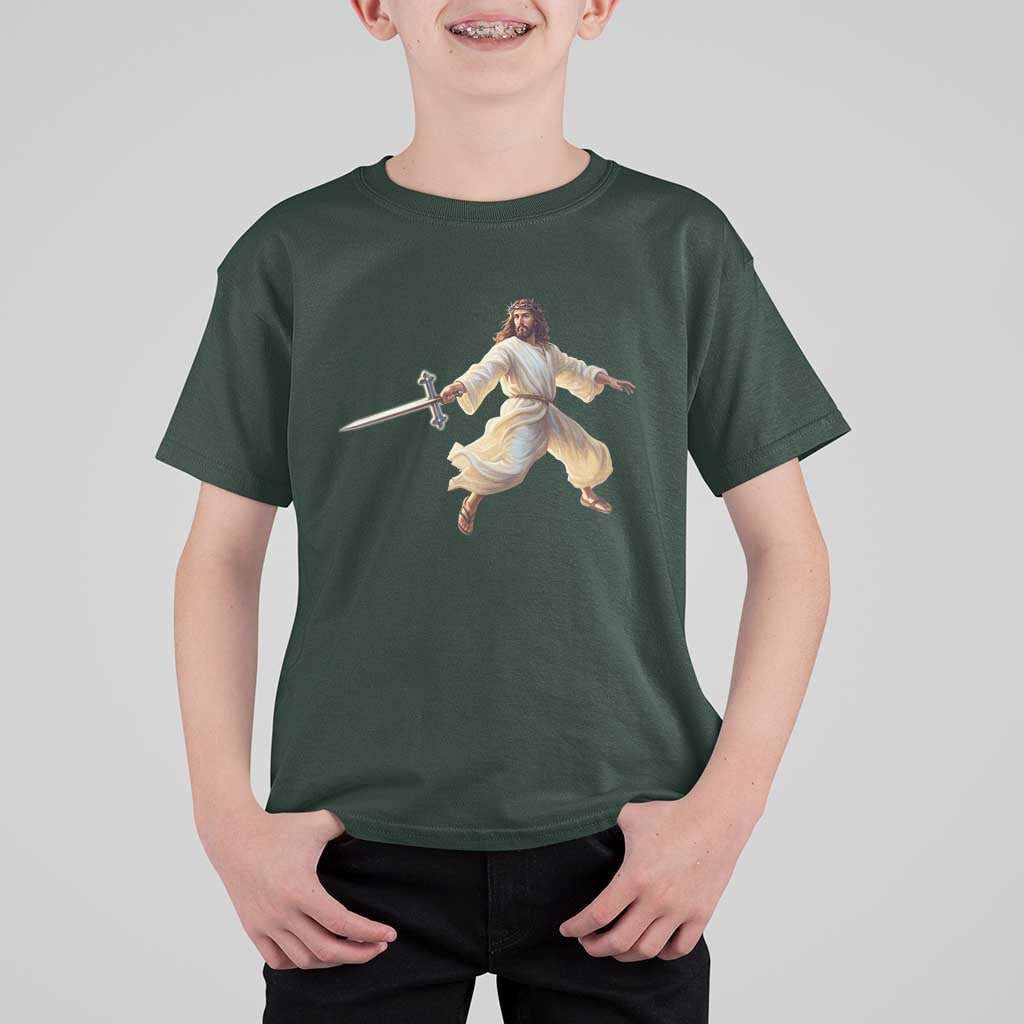Funny Fencing Jesus T Shirt For Kid Combat Sport Christan Lover - Wonder Print Shop