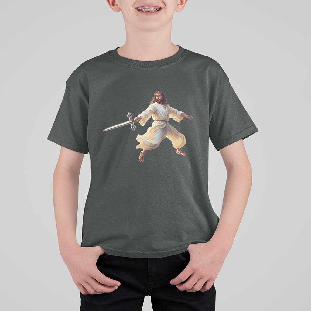 Funny Fencing Jesus T Shirt For Kid Combat Sport Christan Lover - Wonder Print Shop