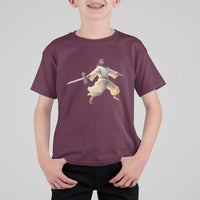 Funny Fencing Jesus T Shirt For Kid Combat Sport Christan Lover - Wonder Print Shop