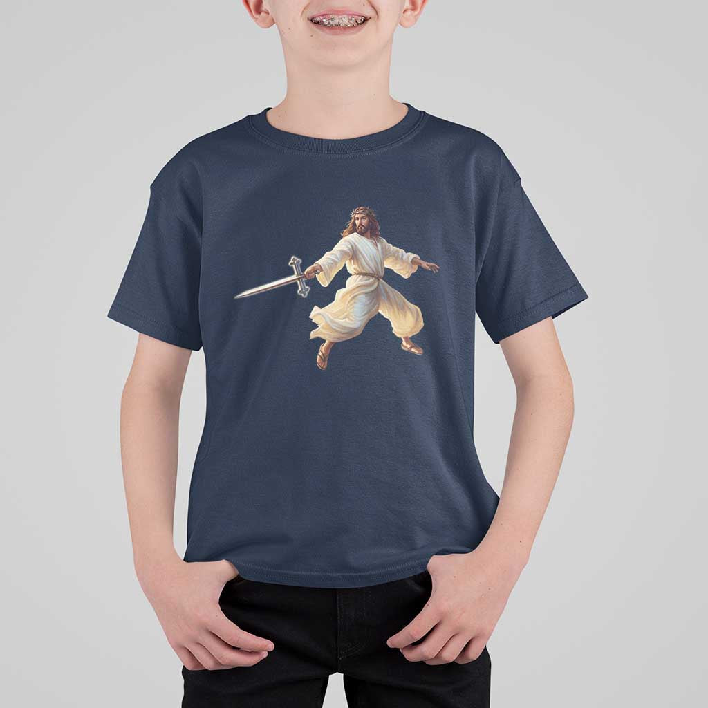 Funny Fencing Jesus T Shirt For Kid Combat Sport Christan Lover - Wonder Print Shop