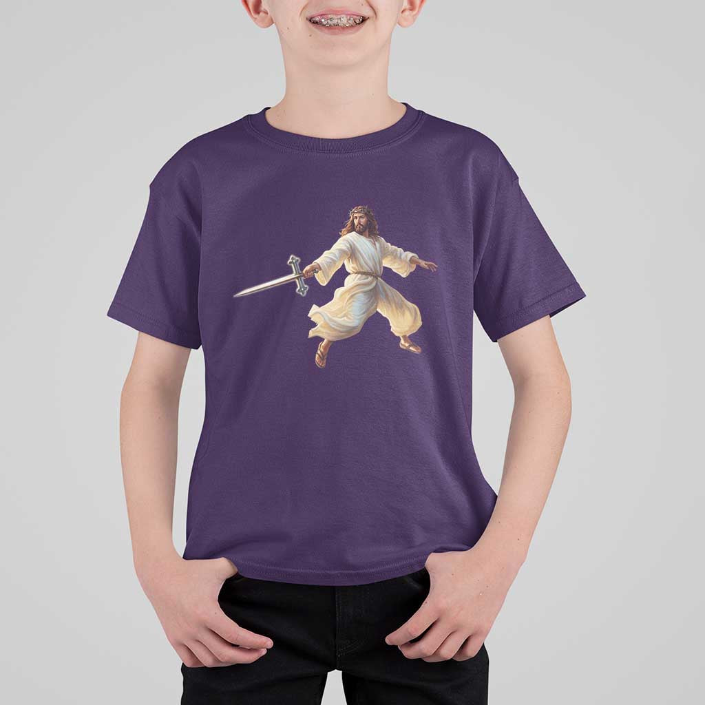 Funny Fencing Jesus T Shirt For Kid Combat Sport Christan Lover - Wonder Print Shop