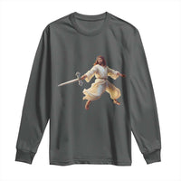 Funny Fencing Jesus Long Sleeve Shirt Combat Sport Christan Lover - Wonder Print Shop