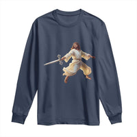 Funny Fencing Jesus Long Sleeve Shirt Combat Sport Christan Lover - Wonder Print Shop