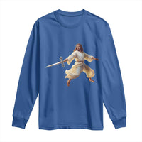 Funny Fencing Jesus Long Sleeve Shirt Combat Sport Christan Lover - Wonder Print Shop