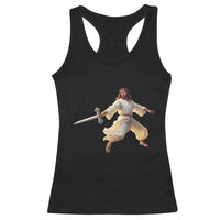 Funny Fencing Jesus Racerback Tank Top Combat Sport Christan Lover - Wonder Print Shop
