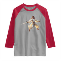 Funny Fencing Jesus Raglan Shirt Combat Sport Christan Lover - Wonder Print Shop