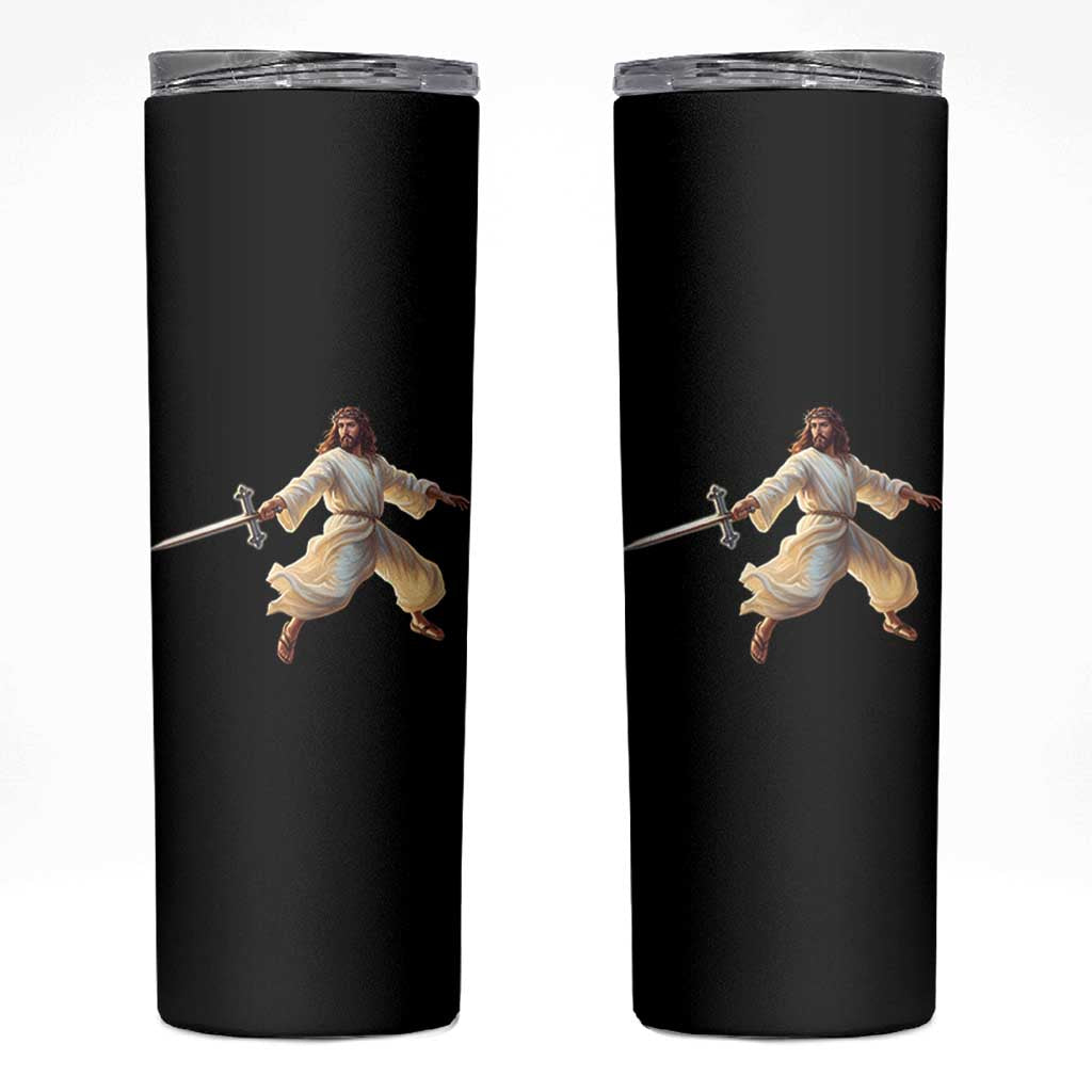 Funny Fencing Jesus Skinny Tumbler Combat Sport Christan Lover