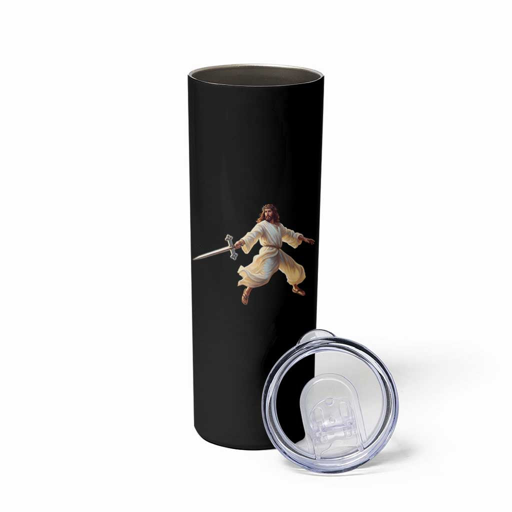 Funny Fencing Jesus Skinny Tumbler Combat Sport Christan Lover