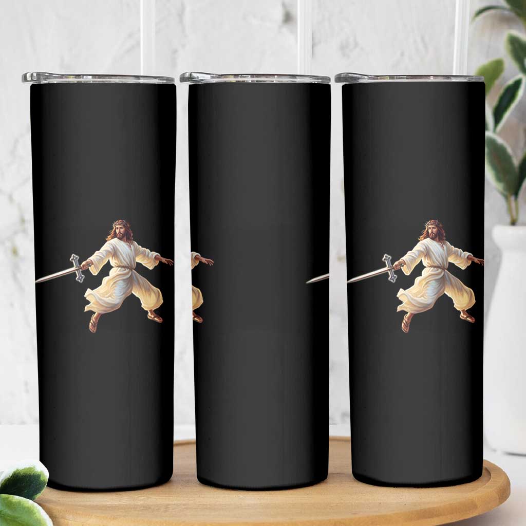 Funny Fencing Jesus Skinny Tumbler Combat Sport Christan Lover