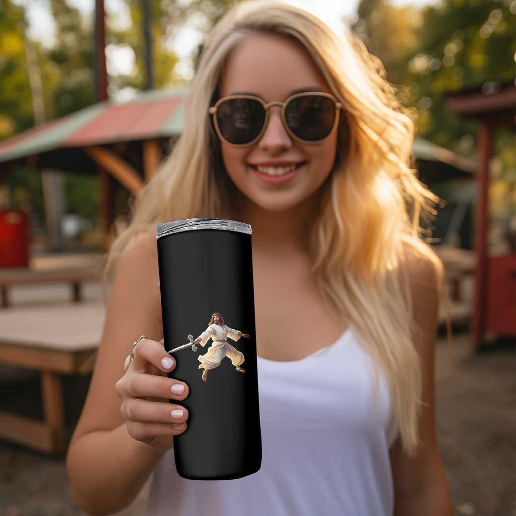 Funny Fencing Jesus Skinny Tumbler Combat Sport Christan Lover