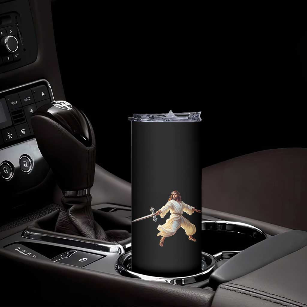 Funny Fencing Jesus Skinny Tumbler Combat Sport Christan Lover