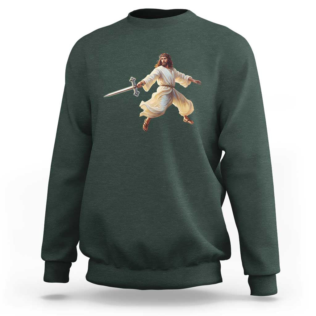 Funny Fencing Jesus Sweatshirt Combat Sport Christan Lover - Wonder Print Shop