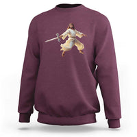 Funny Fencing Jesus Sweatshirt Combat Sport Christan Lover - Wonder Print Shop