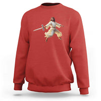 Funny Fencing Jesus Sweatshirt Combat Sport Christan Lover - Wonder Print Shop