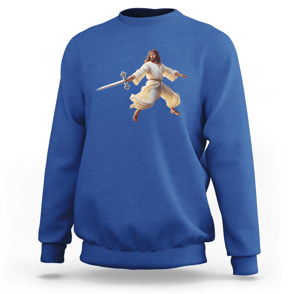 Funny Fencing Jesus Sweatshirt Combat Sport Christan Lover - Wonder Print Shop