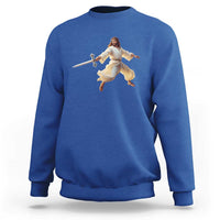 Funny Fencing Jesus Sweatshirt Combat Sport Christan Lover - Wonder Print Shop