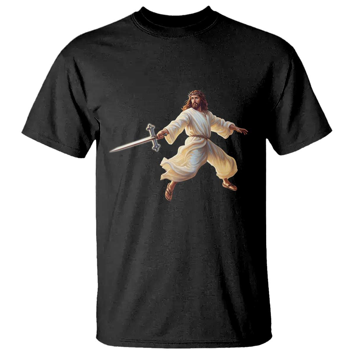 Funny Fencing Jesus T Shirt Combat Sport Christan Lover - Wonder Print Shop