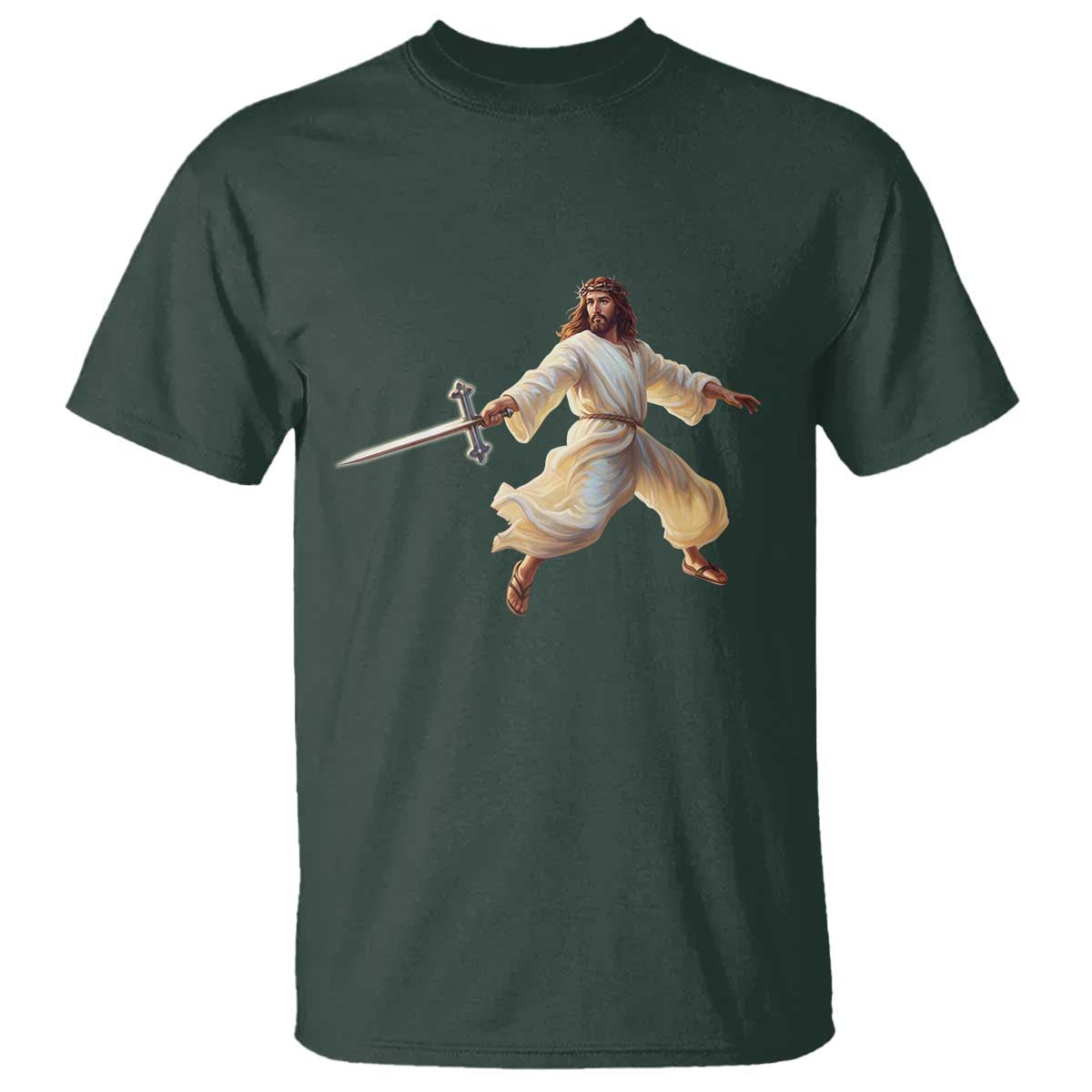 Funny Fencing Jesus T Shirt Combat Sport Christan Lover - Wonder Print Shop