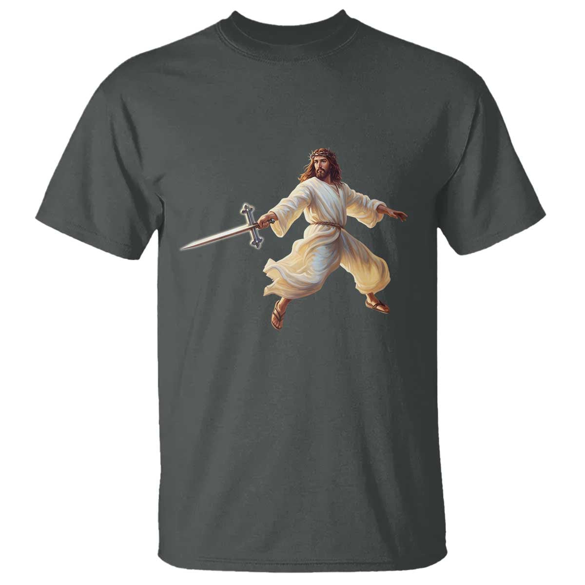 Funny Fencing Jesus T Shirt Combat Sport Christan Lover - Wonder Print Shop