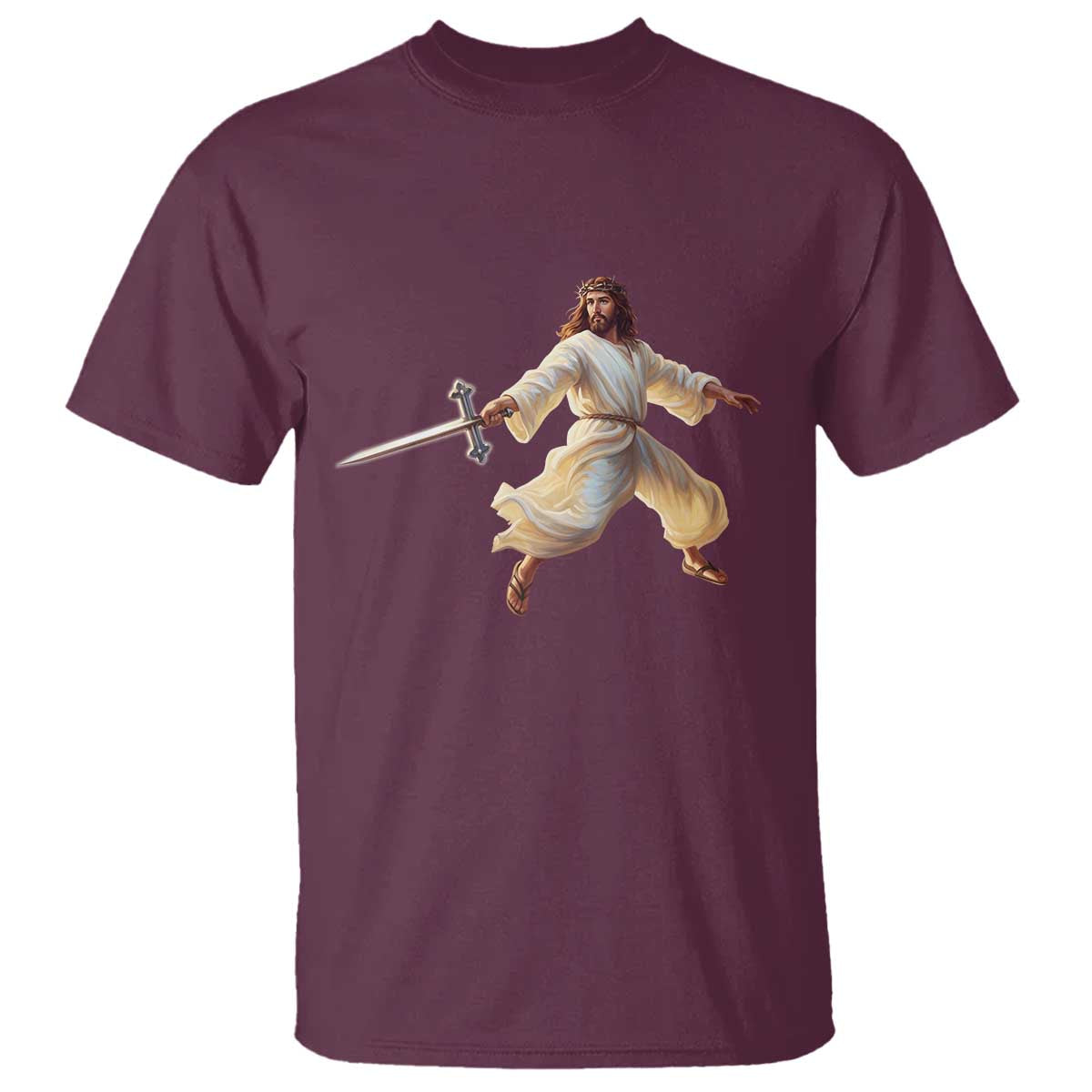 Funny Fencing Jesus T Shirt Combat Sport Christan Lover - Wonder Print Shop