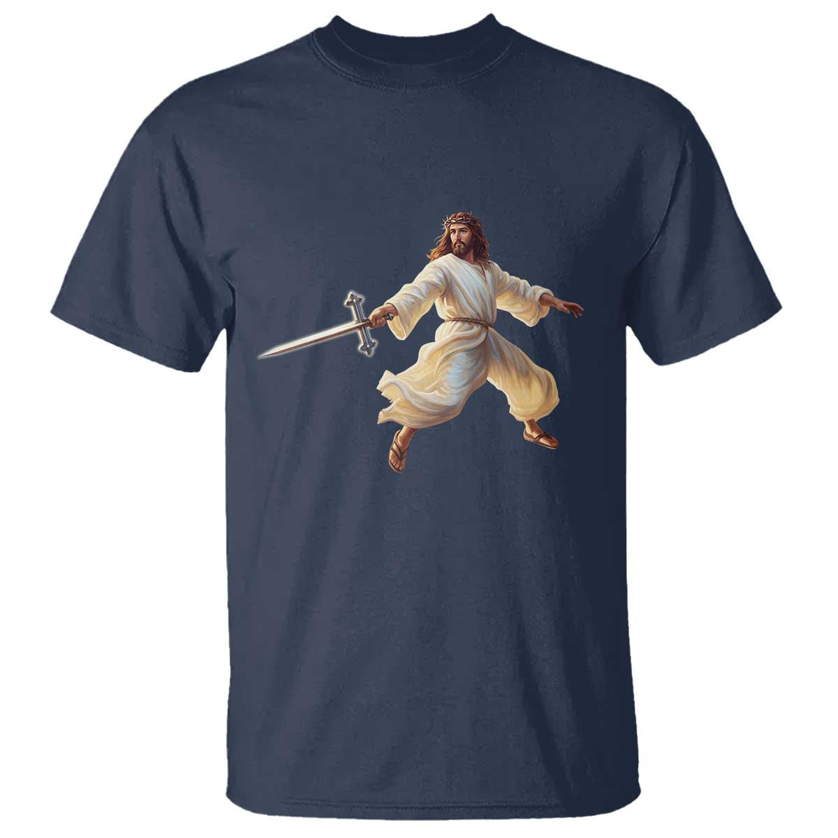 Funny Fencing Jesus T Shirt Combat Sport Christan Lover - Wonder Print Shop